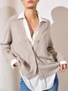 Brochu Walker The Callie Layered Looker Cardigan In Light Chia Melange With White Underlayer