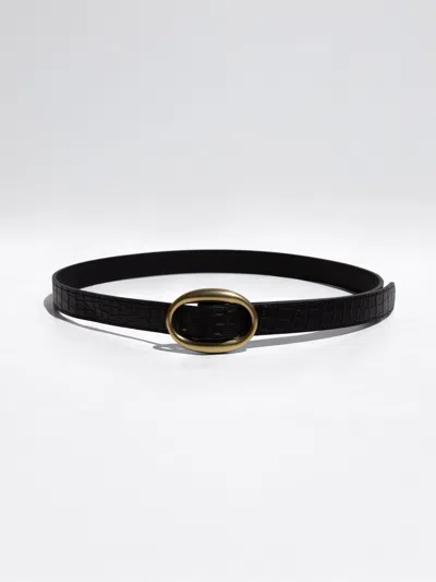 Brochu Walker The Chelsea Croco Medium Belt In Black Onyx