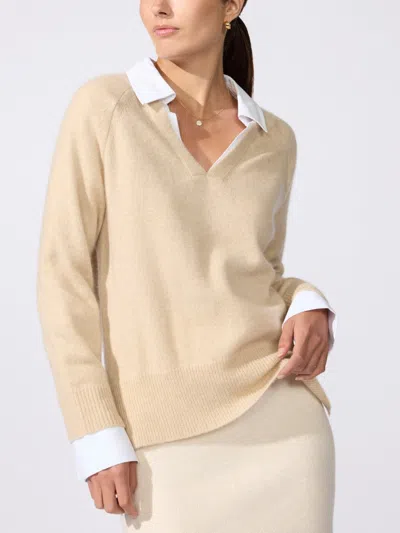Brochu Walker The Ella Layered Pullover In Sandstone Mélange With White