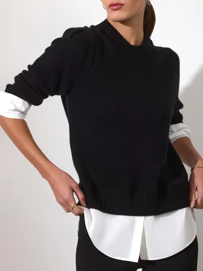 Brochu Walker The Eton Layered Crew Looker In Black Onyx With White Underlayer