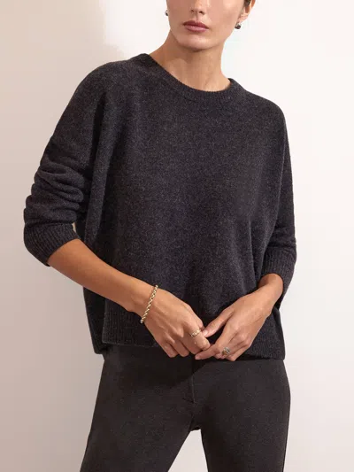 Brochu Walker The Everyday Cashmere Bright Crew In Dk Charcoal