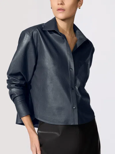 Brochu Walker The Everyday Cropped Vegan Leather Shirt In Admiral