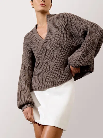 Brochu Walker The Grayson Cable Pullover In Brown