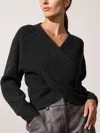 Brochu Walker The Hughes Wrap Front Sweater In Graphite Mélange