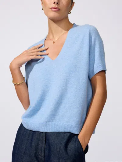 Brochu Walker The Ivy Cashmere Vee In Air Blue Mélange