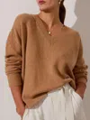 Brochu Walker The James Vee Sweater In Camel Mélange