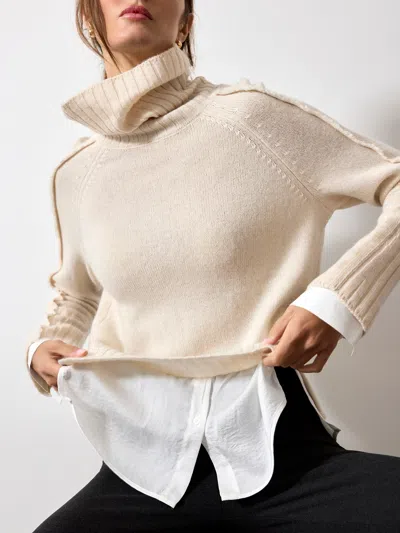 Brochu Walker The Jolie Fringe Layered Looker In Linen With White Underlayer