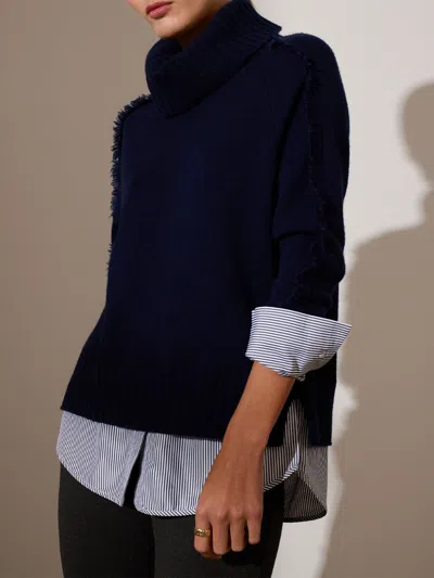 Brochu Walker The Jolie Fringe Striped Layered Looker In Navy W/ Stripe Woven