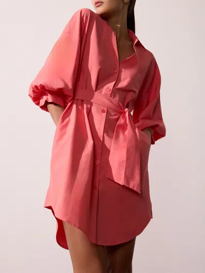 Brochu Walker The Kate Belted Dress In Bright Coral