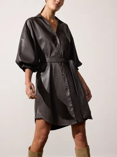 Brochu Walker The Kate Belted Vegan Leather Dress In Timber