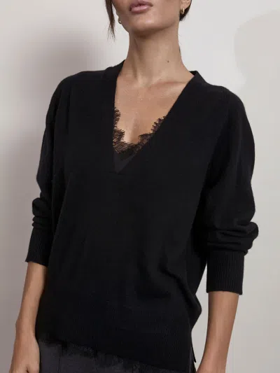 Brochu Walker The Lace Vee Looker Pullover In Black Onyx