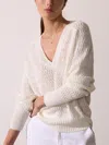 Brochu Walker The Leia Open Stitch Vee In Pearl White