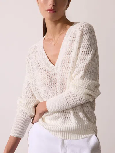 Brochu Walker The Leia Open Stitch Vee In Pearl White
