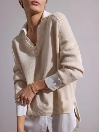 Brochu Walker The Looker Layered V-neck In Almond With White Underlayer