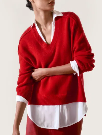 Brochu Walker The Looker Layered V-neck In Aura Red With White