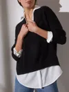 Brochu Walker The Looker Layered V-neck In Black Onyx With White Underlayer