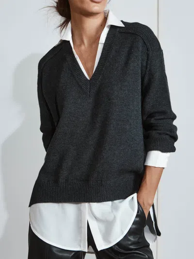 Brochu Walker The Looker Layered V-neck In Dark Charcoal