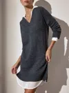 Brochu Walker The Looker Layered V-neck Dress In Charcoal With White Underlayer