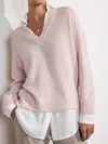 Brochu Walker The Looker Layered V-neck In Paloma With White Underlayer