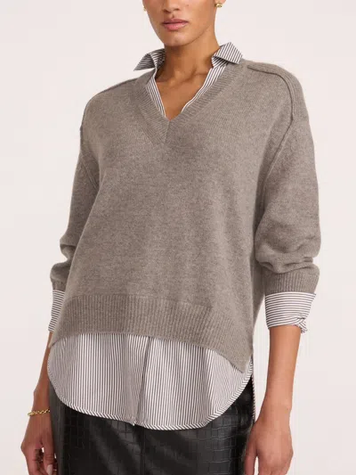 Brochu Walker The Looker Layered V-neck In Otter Mélange With Flint