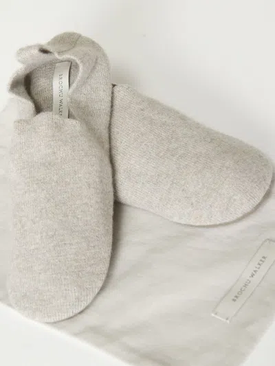 Brochu Walker The Luxe Slipper Socks With Vegan Suede In Light Chia Melange