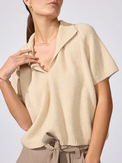 Brochu Walker The Marlow Cashmere Polo Sweater In Sandstone Mélange