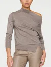 Brochu Walker The Nohr Long Sleeve Off Shoulder In Otter Mélange