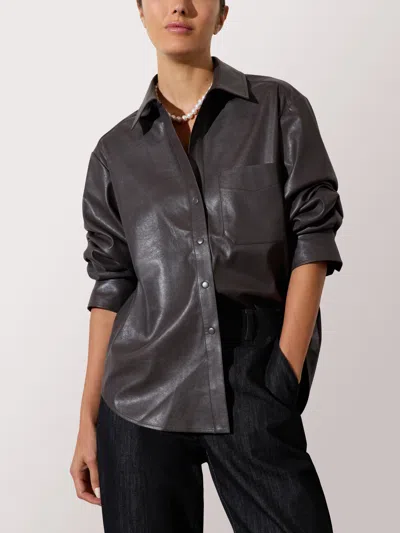Brochu Walker The Pia Vegan Leather Shirt In Black