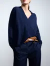 Brochu Walker The Siena Wrap Neck Pullover In Baltic Navy