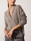 Brochu Walker The Siena Wrap Neck Pullover In Otter Mélange