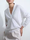 Brochu Walker The Siena Wrap Neck Pullover In Overcast Mélange