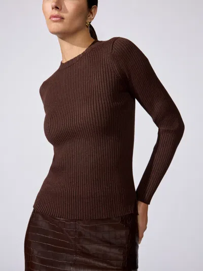 Brochu Walker The Tatum Ribbed Top In Java Mélange