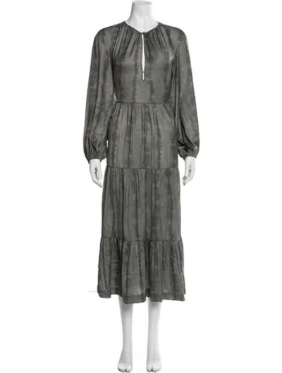 Pre-owned Brochu Walker Tie-dye Print Long Dress In Gray