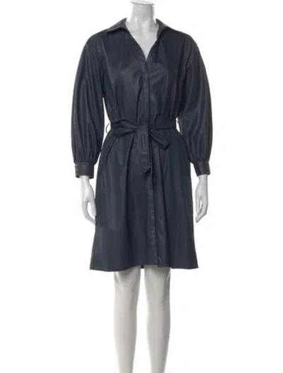 Pre-owned Brochu Walker V-neck Knee-length Dress In Blue