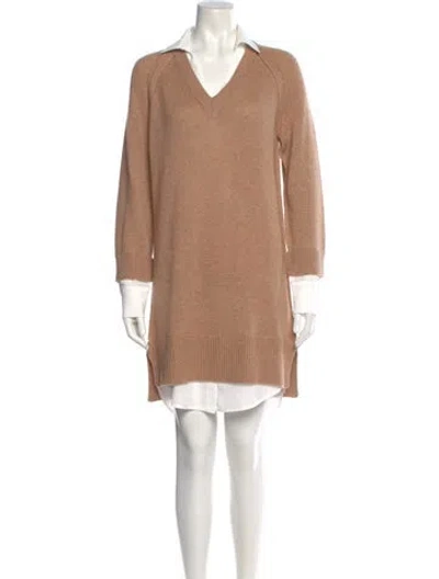 Pre-owned Brochu Walker V-neck Knee-length Dress In Neutral