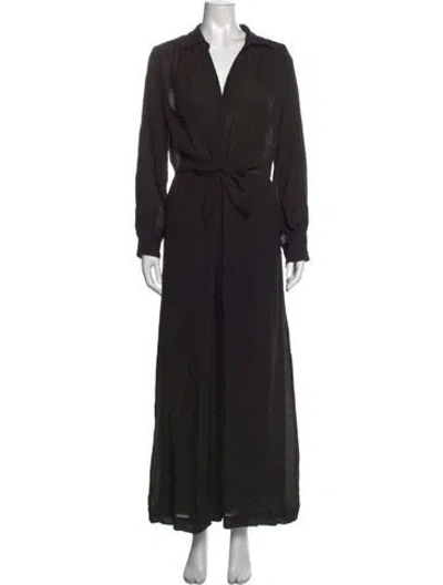 Pre-owned Brochu Walker V-neck Long Dress In Black