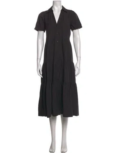 Pre-owned Brochu Walker V-neck Long Dress In Black