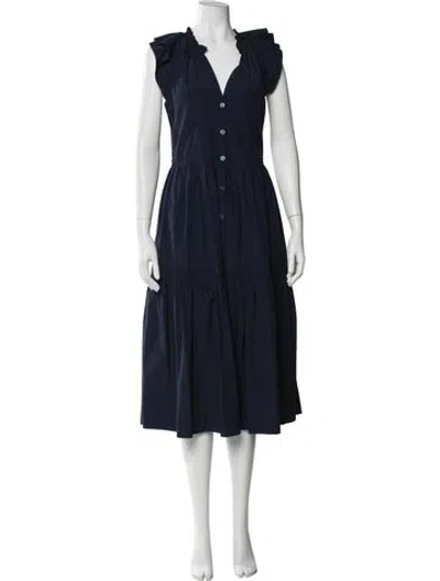 Pre-owned Brochu Walker V-neck Long Dress In Blue