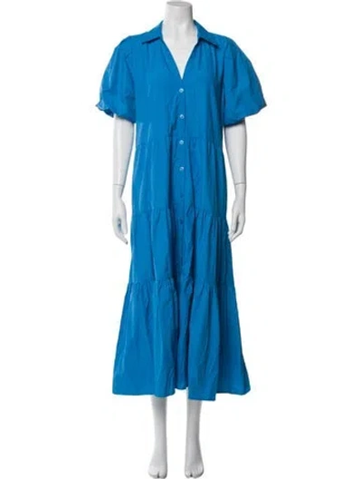 Pre-owned Brochu Walker V-neck Long Dress In Blue