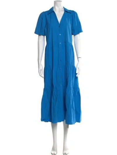 Pre-owned Brochu Walker V-neck Long Dress In Blue