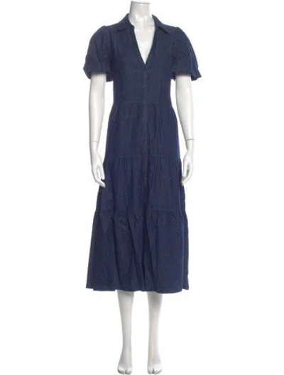 Pre-owned Brochu Walker V-neck Long Dress In Blue