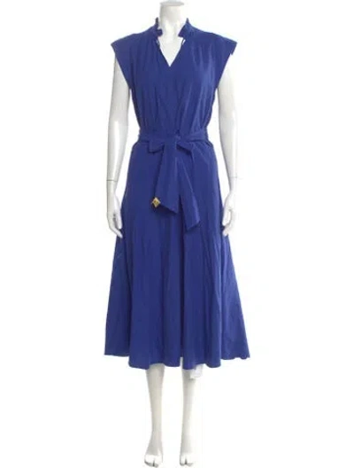 Pre-owned Brochu Walker V-neck Long Dress In Blue