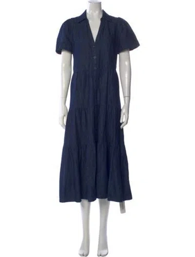 Pre-owned Brochu Walker V-neck Long Dress In Blue