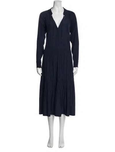 Pre-owned Brochu Walker V-neck Long Dress In Blue