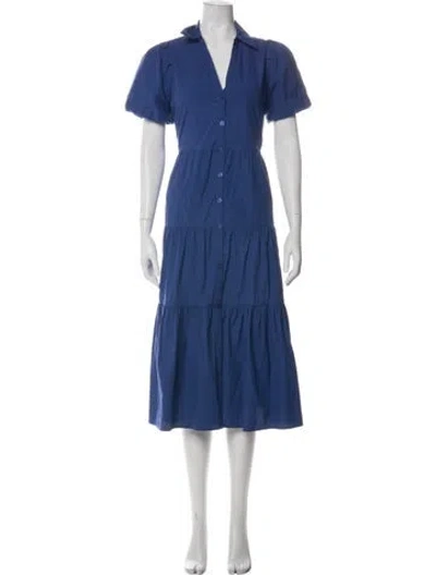 Pre-owned Brochu Walker V-neck Long Dress In Blue