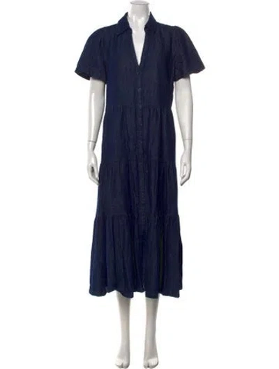 Pre-owned Brochu Walker V-neck Long Dress In Blue