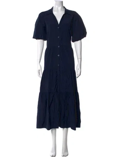 Pre-owned Brochu Walker V-neck Long Dress In Blue