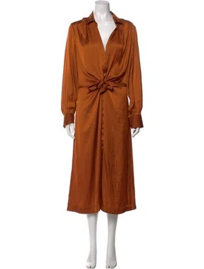 Pre-owned Brochu Walker V-neck Long Dress In Brown