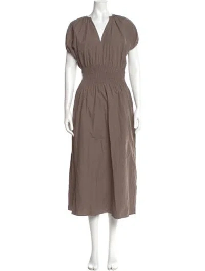Pre-owned Brochu Walker V-neck Long Dress In Brown