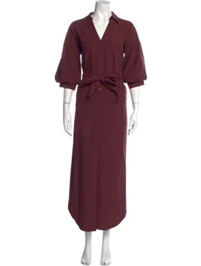 Pre-owned Brochu Walker V-neck Long Dress In Burgundy